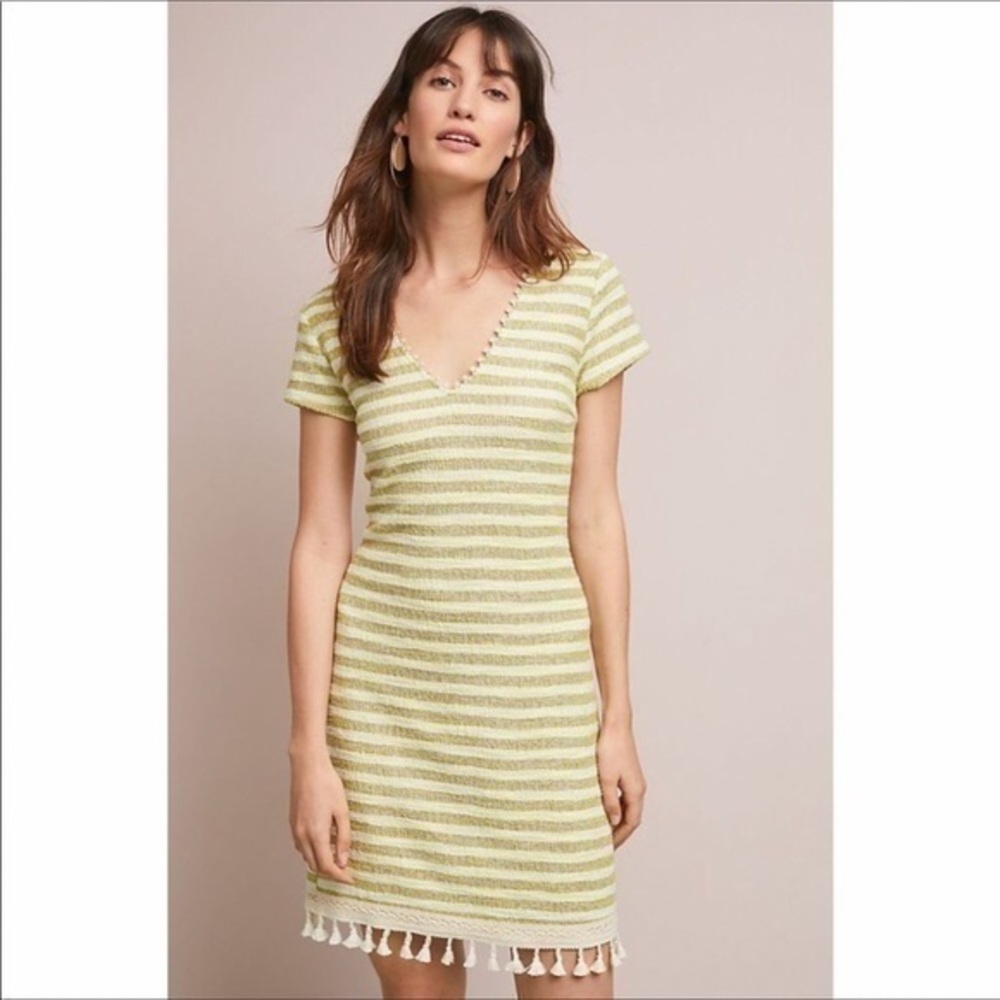 Anthropologie Dolan Striped Tassel  Dress size Small